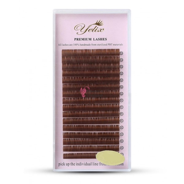 Gene false fir cu fir Yelix Premium Lash color  CC/0.07 de 10-13mm Medium Brown